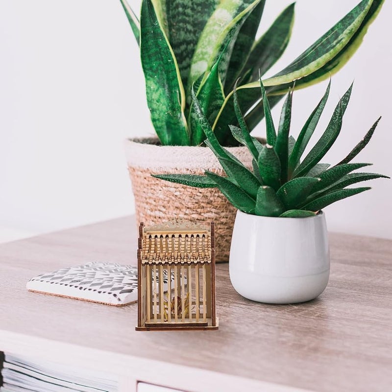 Brown Wooden Grasshopper Cricket Cage Reptile Feeding Box 11 7 5X7cm Storage Transport - Image 3